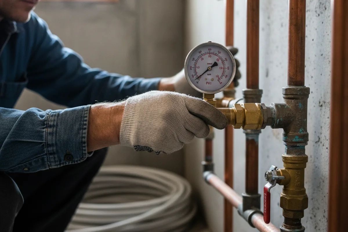 Pressure testing a repaired line during Water Line Repair in Montevideo